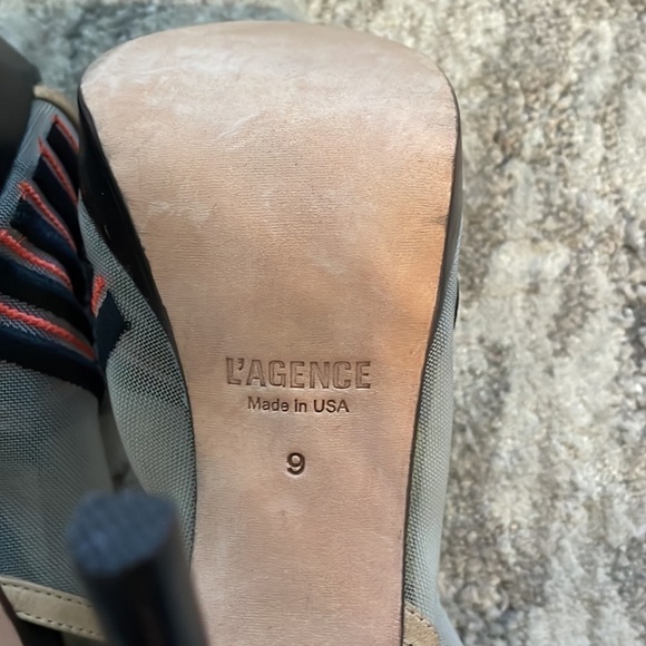 L’Agence Black and Orange Striped Mesh Heels - Picture 7 of 7